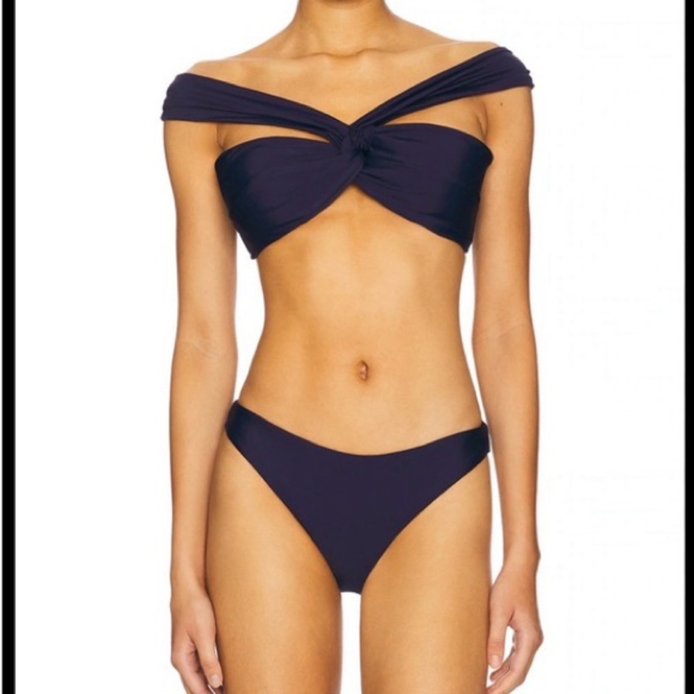 Milly- Olivia Black Twist Bandeau Bikini with Cross Straps